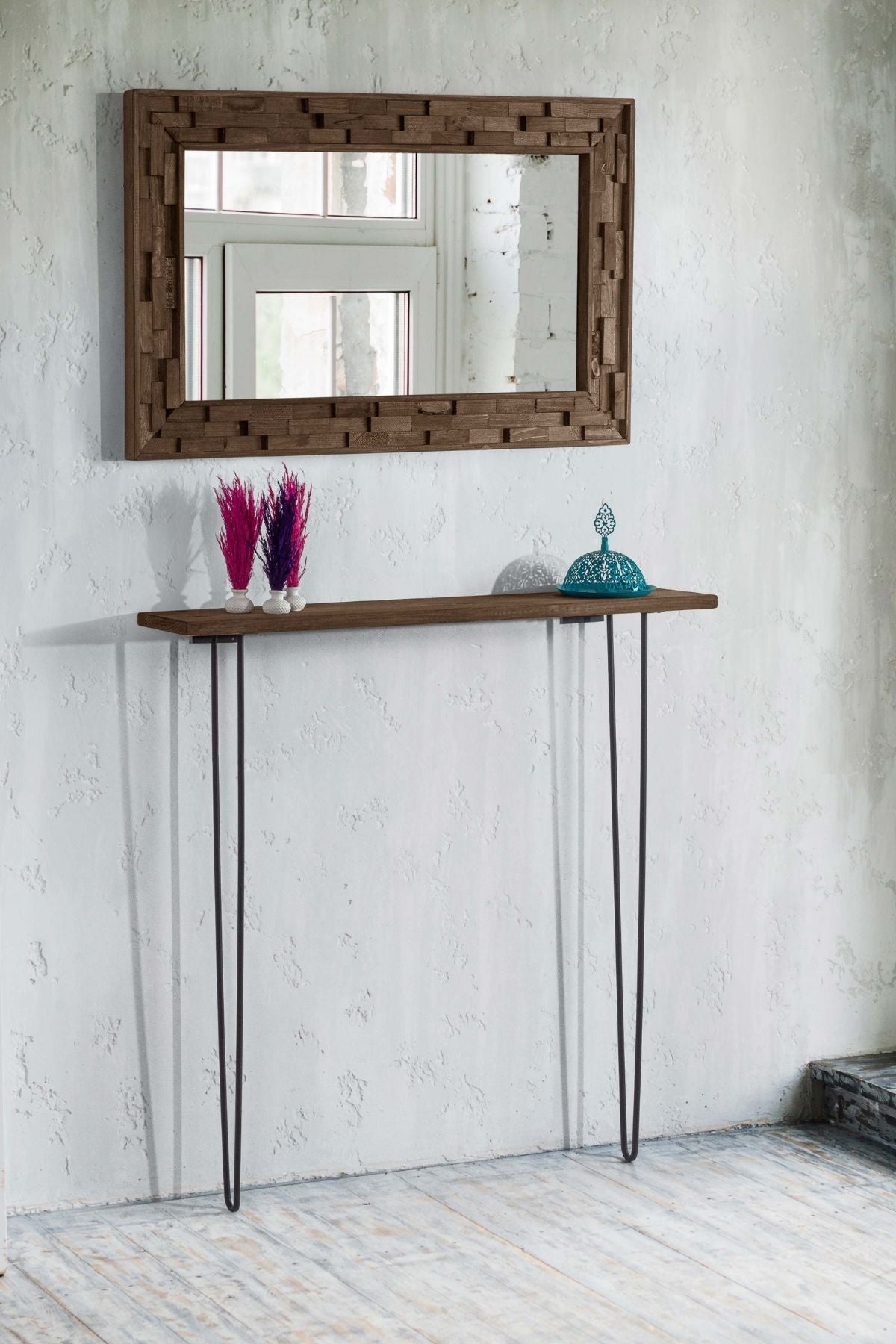 Handcrafted Rustic Wooden Mirror - Artisan-Made Decorative Wall Mirror for Home Decor