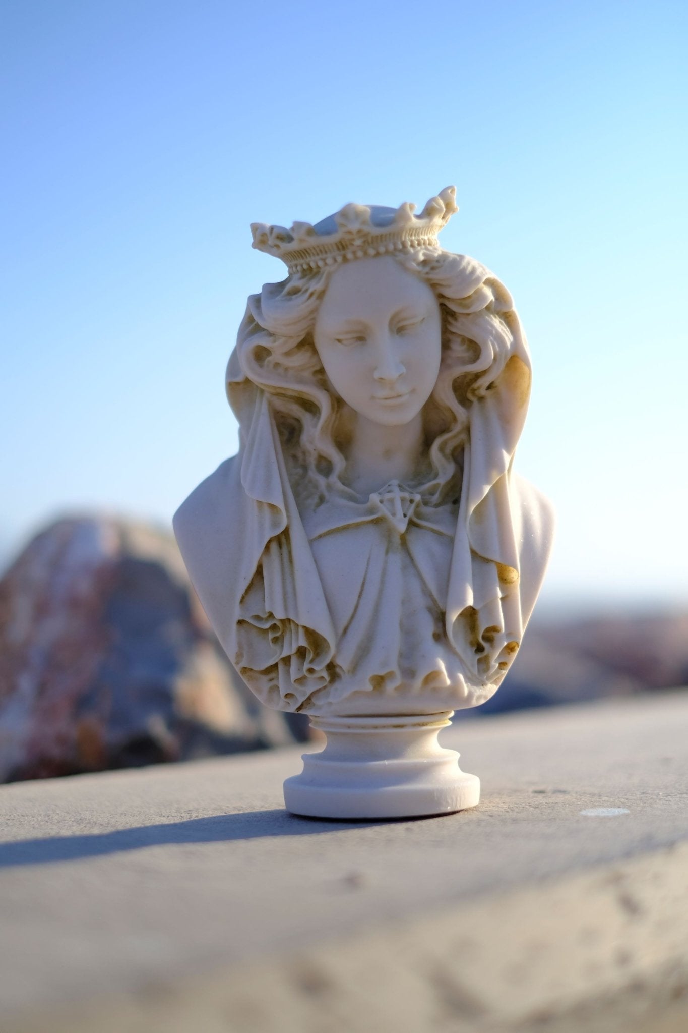 Virgin MARY Marble BUST Mother of God Home Deco ART - Sculpo