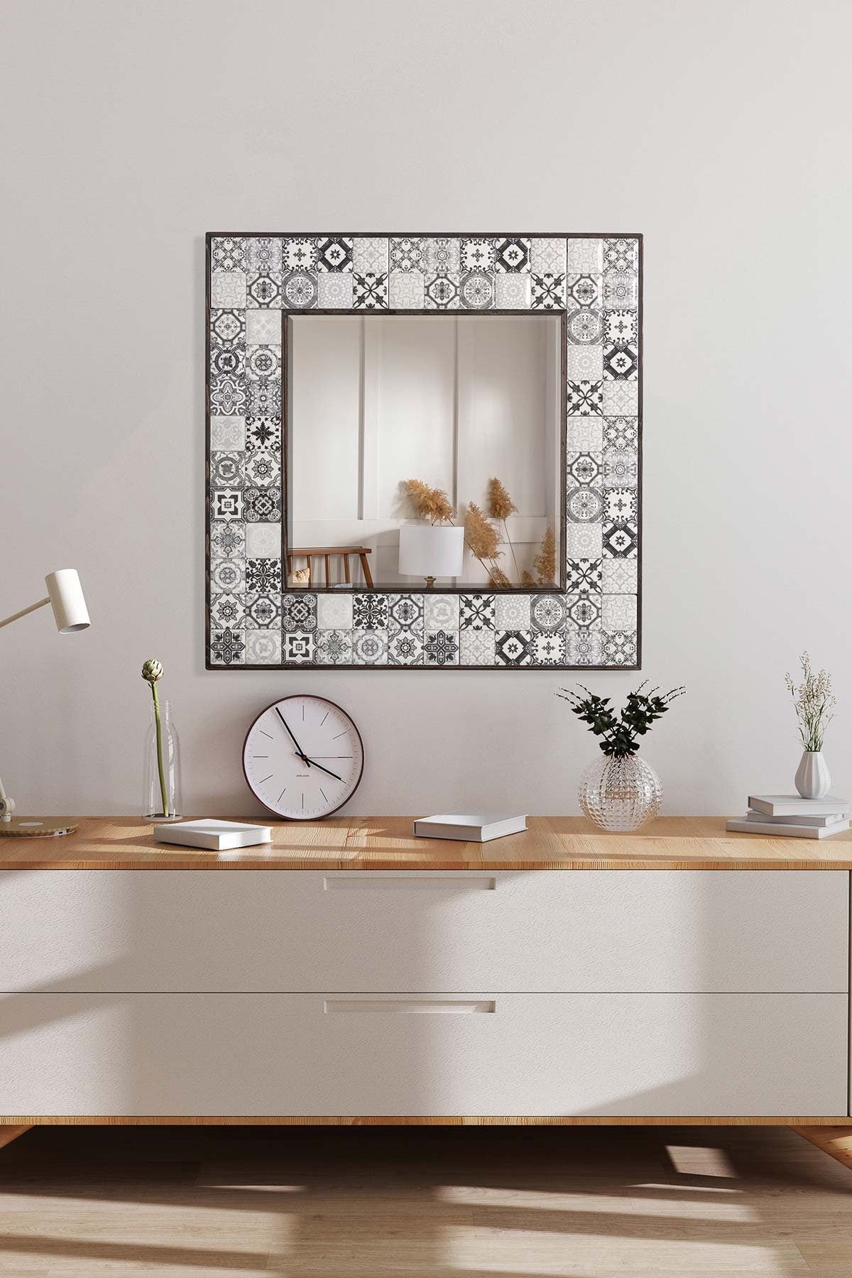 Boho Chic Handcrafted Ceramic Mirror: Unique Artistry for Stunning Home Décor