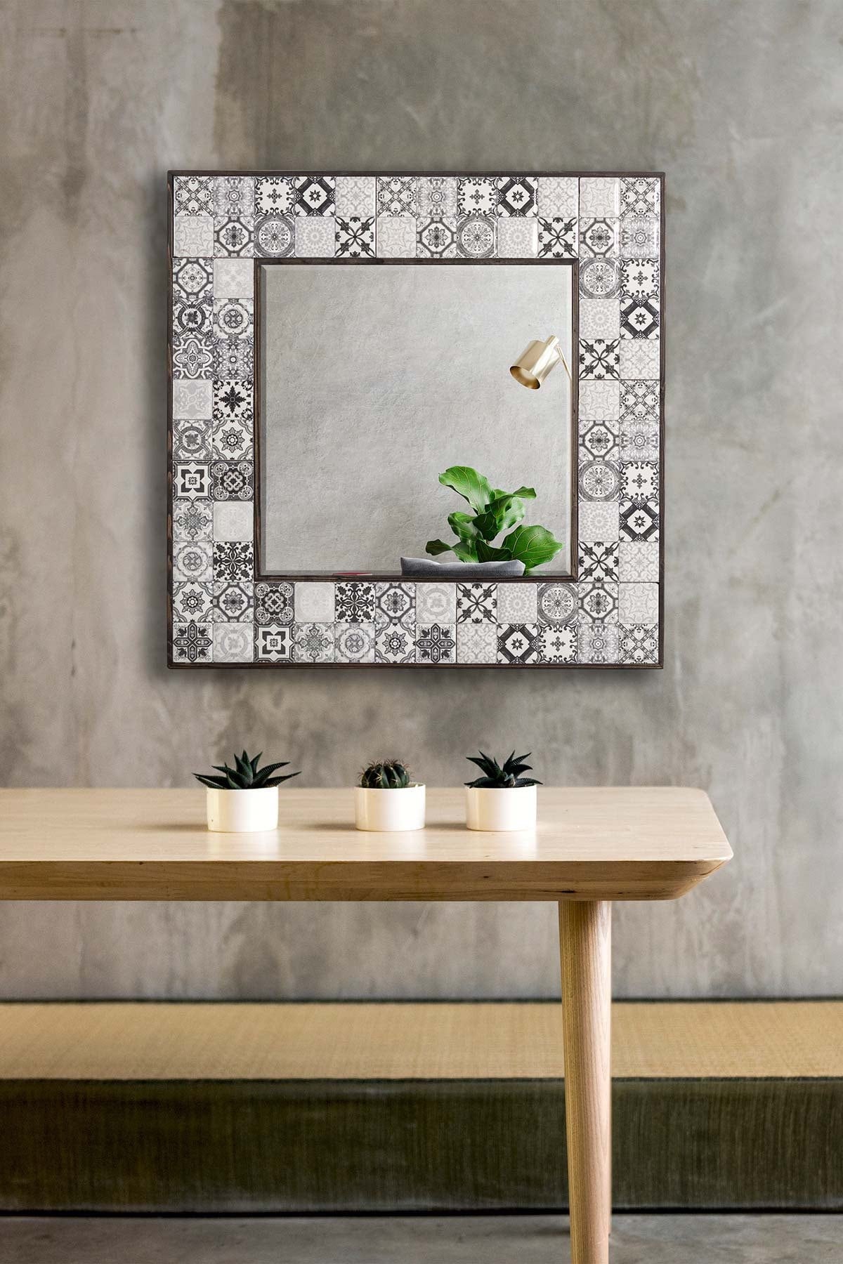 Boho Chic Handcrafted Ceramic Mirror: Unique Artistry for Stunning Home Décor