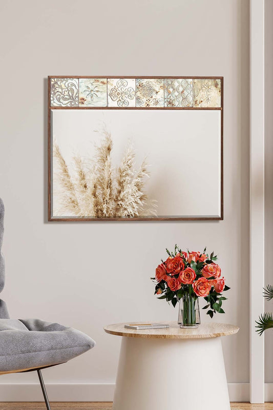 Natural Elegance: Handcrafted Limestone Mirror with Organic Textures - Unique Home Decor Accent