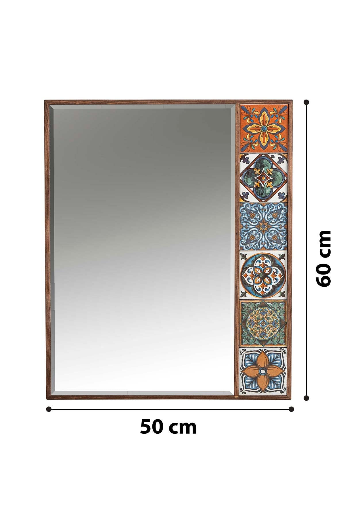 Artisan-Crafted Ceramic Mirror: Handmade Tiles, Real Wood Frame - Unique Home Decor Accent